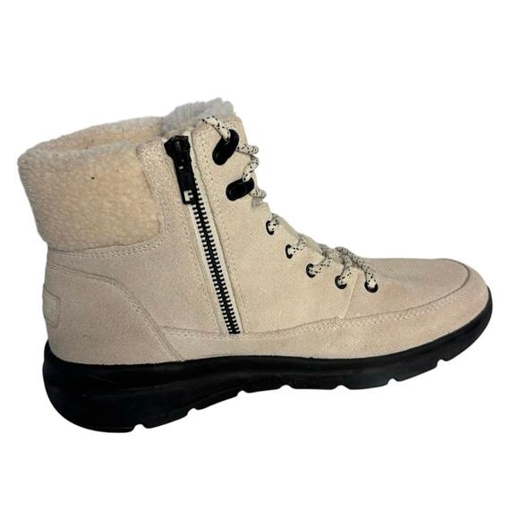 Sketchers On the Go Cream Off White Lace up Suede Shearling Ankle Boot Size 8.5 - Picture 6 of 8